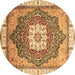 Round Abstract Brown Modern Rug, abs3131brn