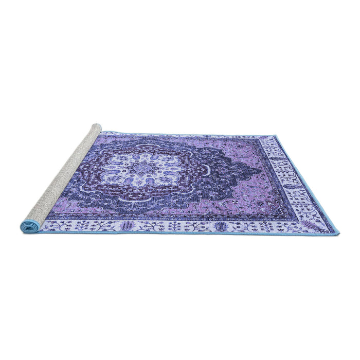 Sideview of Machine Washable Abstract Blue Modern Rug, wshabs3131blu