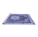 Sideview of Machine Washable Abstract Blue Modern Rug, wshabs3131blu