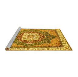 Sideview of Machine Washable Abstract Yellow Modern Rug, wshabs3131yw