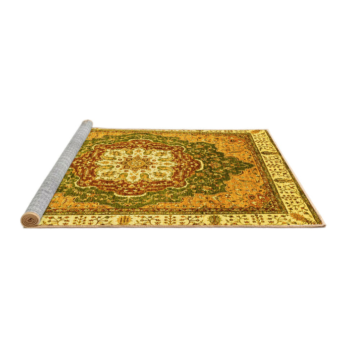 Sideview of Machine Washable Abstract Yellow Modern Rug, wshabs3131yw