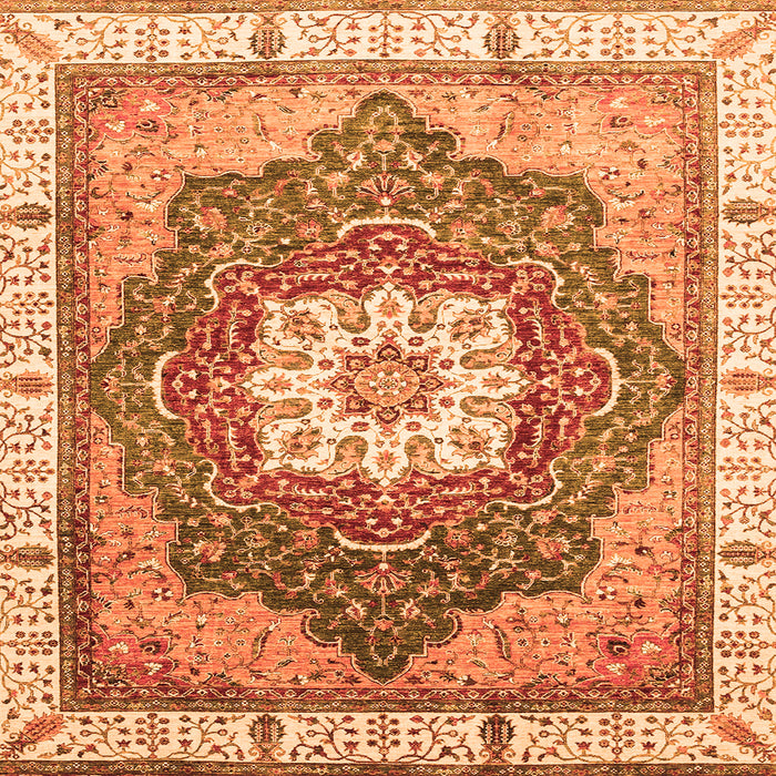 Square Machine Washable Abstract Orange Modern Area Rugs, wshabs3131org