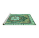 Sideview of Machine Washable Abstract Turquoise Modern Area Rugs, wshabs3131turq