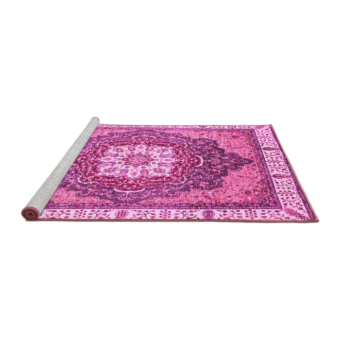 Sideview of Machine Washable Abstract Pink Modern Rug, wshabs3131pnk