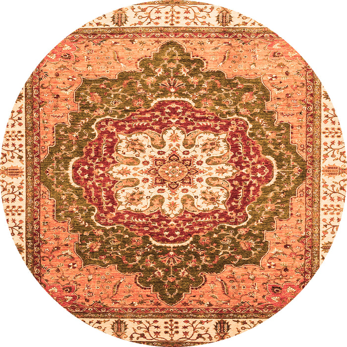 Round Abstract Orange Modern Rug, abs3131org