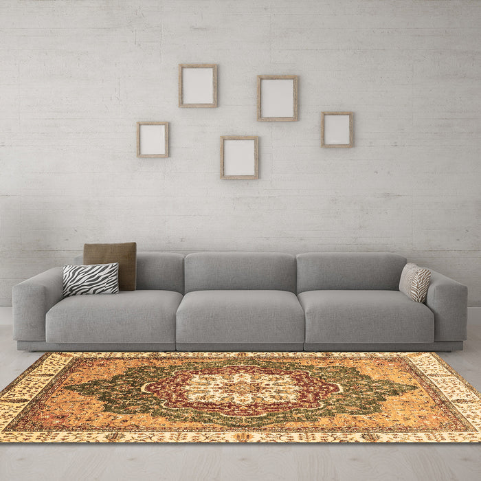 Machine Washable Abstract Brown Modern Rug in a Living Room,, wshabs3131brn