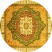 Round Abstract Yellow Modern Rug, abs3131yw