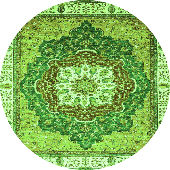 Round Abstract Green Modern Rug, abs3131grn