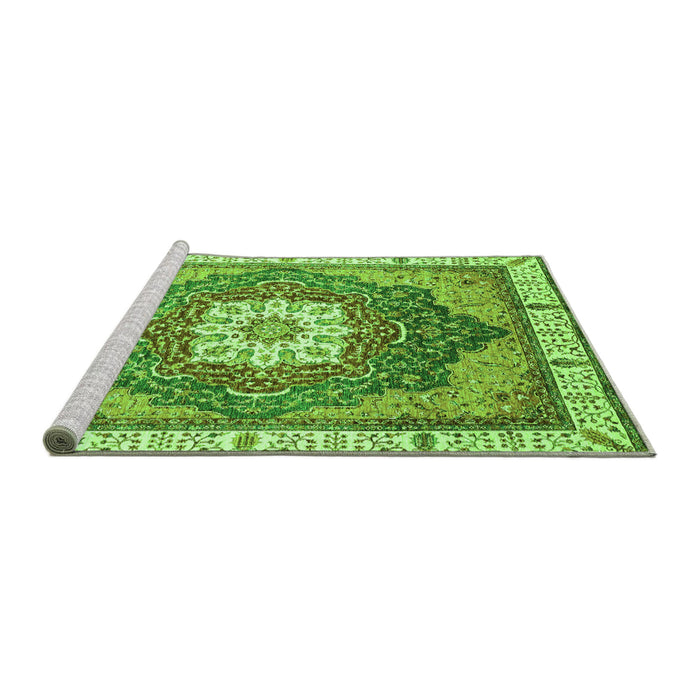 Sideview of Machine Washable Abstract Green Modern Area Rugs, wshabs3131grn