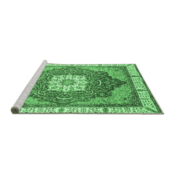 Sideview of Machine Washable Abstract Emerald Green Modern Area Rugs, wshabs3131emgrn
