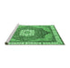 Sideview of Machine Washable Abstract Emerald Green Modern Area Rugs, wshabs3131emgrn