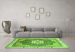 Machine Washable Abstract Green Modern Area Rugs in a Living Room,, wshabs3131grn