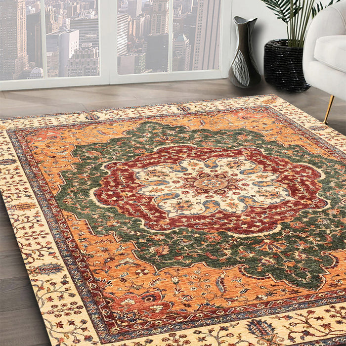 Machine Washable Abstract Red Rug in a Family Room, wshabs3131