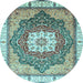 Round Abstract Light Blue Modern Rug, abs3131lblu