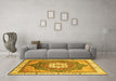 Machine Washable Abstract Yellow Modern Rug in a Living Room, wshabs3131yw