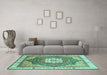 Machine Washable Abstract Turquoise Modern Area Rugs in a Living Room,, wshabs3131turq