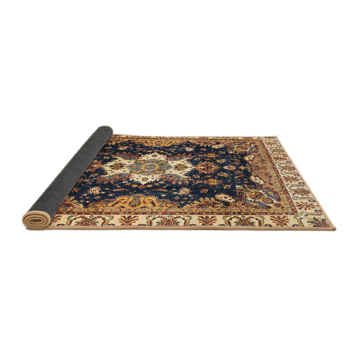Sideview of Abstract Dark Brown Geometric Rug, abs3132