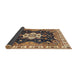 Sideview of Abstract Dark Brown Geometric Rug, abs3132