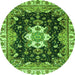 Round Geometric Green Traditional Rug, abs3132grn