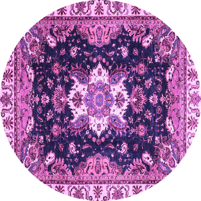 Round Machine Washable Geometric Purple Traditional Area Rugs, wshabs3132pur