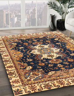 Abstract Dark Brown Geometric Rug in Family Room, abs3132