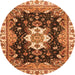 Round Machine Washable Geometric Orange Traditional Area Rugs, wshabs3132org