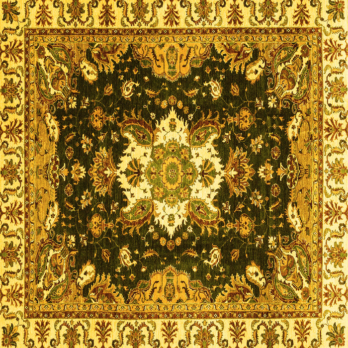 Square Machine Washable Geometric Yellow Traditional Rug, wshabs3132yw
