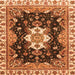 Square Machine Washable Geometric Orange Traditional Area Rugs, wshabs3132org