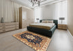 Machine Washable Abstract Dark Brown Rug in a Bedroom, wshabs3132