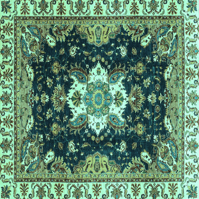 Square Geometric Turquoise Traditional Rug, abs3132turq