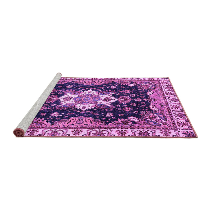 Sideview of Machine Washable Geometric Purple Traditional Area Rugs, wshabs3132pur