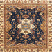 Square Abstract Dark Brown Geometric Rug, abs3132