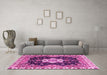 Machine Washable Geometric Pink Traditional Rug in a Living Room, wshabs3132pnk