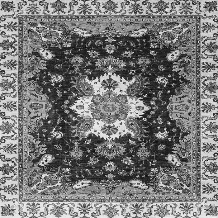 Square Machine Washable Geometric Gray Traditional Rug, wshabs3132gry