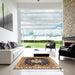 Square Machine Washable Abstract Dark Brown Rug in a Living Room, wshabs3132