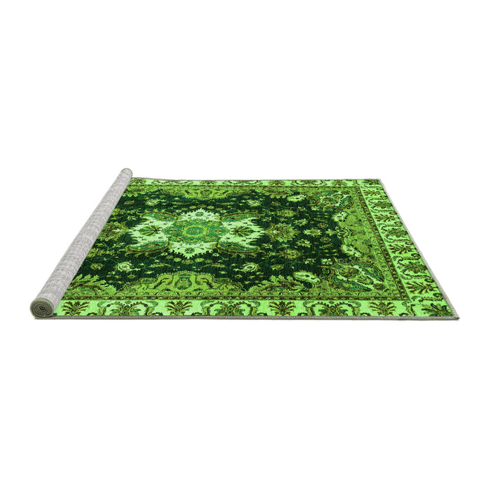 Sideview of Machine Washable Geometric Green Traditional Area Rugs, wshabs3132grn