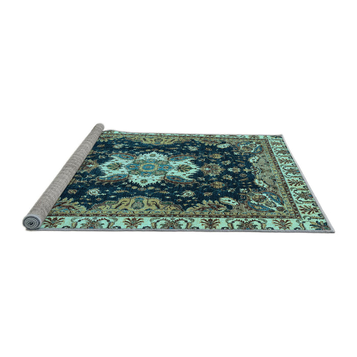 Sideview of Machine Washable Geometric Light Blue Traditional Rug, wshabs3132lblu