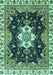 Machine Washable Geometric Turquoise Traditional Area Rugs, wshabs3132turq