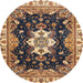 Round Abstract Dark Brown Geometric Rug, abs3132