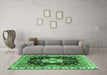 Machine Washable Geometric Emerald Green Traditional Area Rugs in a Living Room,, wshabs3132emgrn