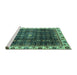 Sideview of Machine Washable Abstract Turquoise Modern Area Rugs, wshabs3133turq