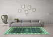 Machine Washable Abstract Turquoise Modern Area Rugs in a Living Room,, wshabs3133turq