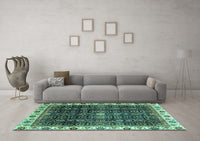 Machine Washable Abstract Turquoise Modern Rug, wshabs3133turq