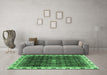 Machine Washable Abstract Emerald Green Modern Area Rugs in a Living Room,, wshabs3133emgrn