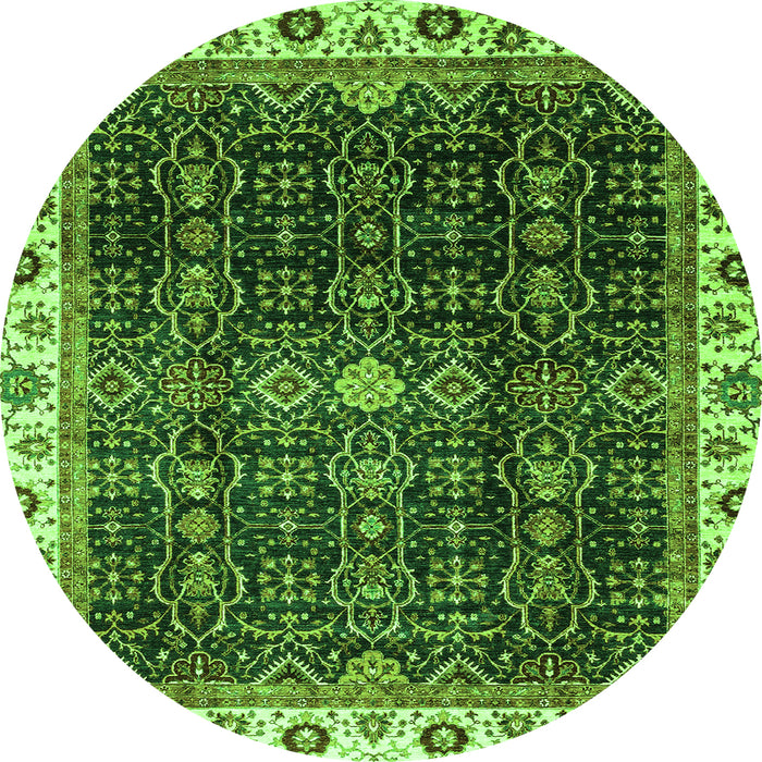 Round Machine Washable Abstract Green Modern Area Rugs, wshabs3133grn