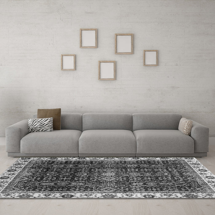 Machine Washable Abstract Gray Modern Rug in a Living Room,, wshabs3133gry