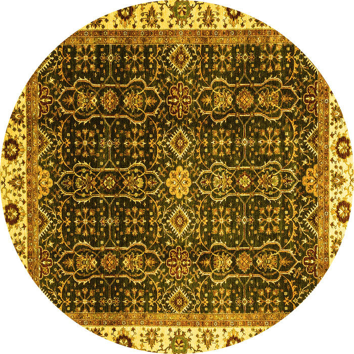 Round Machine Washable Abstract Yellow Modern Rug, wshabs3133yw