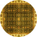 Round Machine Washable Abstract Yellow Modern Rug, wshabs3133yw