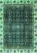 Machine Washable Abstract Turquoise Modern Area Rugs, wshabs3133turq