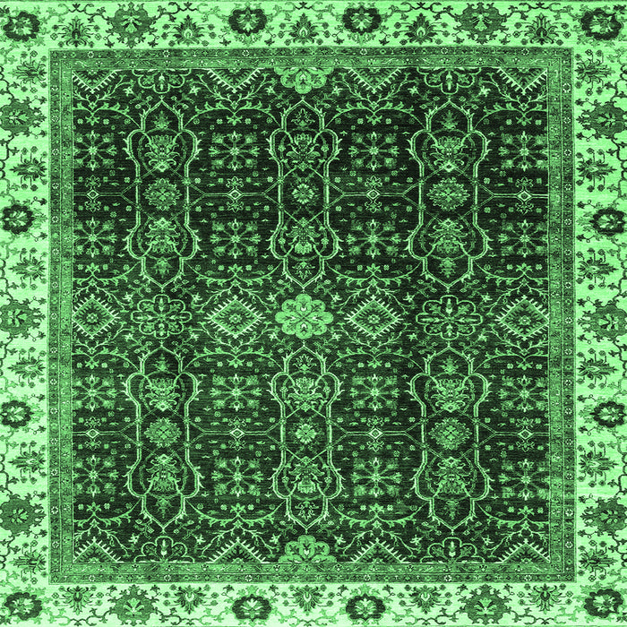 Square Machine Washable Abstract Emerald Green Modern Area Rugs, wshabs3133emgrn